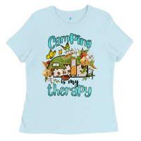 Baby Blue camping is my therapy Ladies Tee - BarkalooDesign