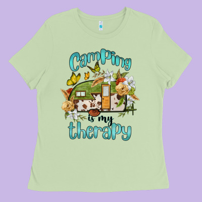 Camping Is My Therapy Ladies Tee Designed By Barkaloodesign