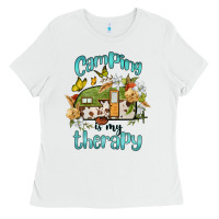White camping is my therapy Ladies Tee - BarkalooDesign