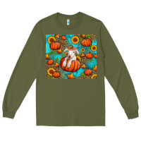 Army Green fall pumpkin lamb Long Sleeve Tee - Jasminsmagicworld