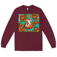 Burgundy fall pumpkin lamb Long Sleeve Tee - Jasminsmagicworld