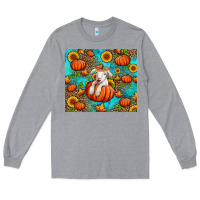 Heather Grey fall pumpkin lamb Long Sleeve Tee - Jasminsmagicworld
