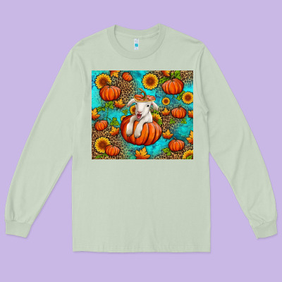 Fall Pumpkin Lamb Long Sleeve Tee Designed By Jasminsmagicworld