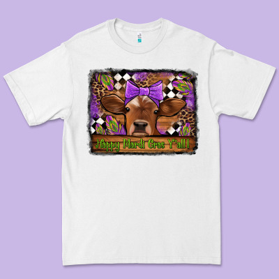 Happy Mardi Gras Y'all Cow Premium Tee Designed By Jasminsmagicworld