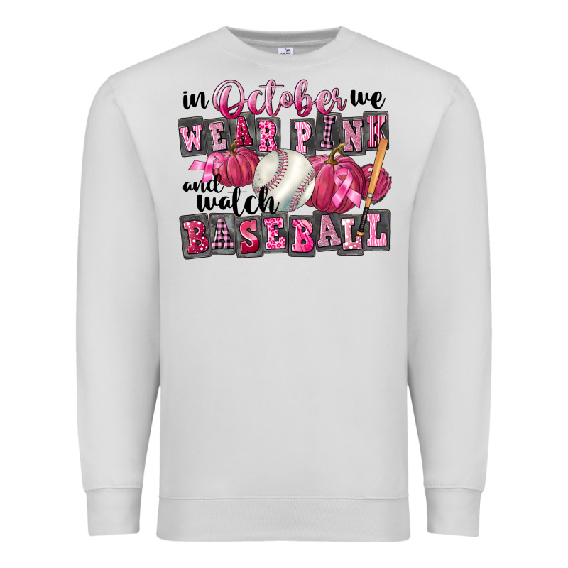 In October We Wear Pink And Watch Baseball Premium Sweatshirt by FaDigitalArtStudio | Teevron