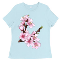 Baby Blue Peach Blossom Ladies Tee - LillyAllenDesigns