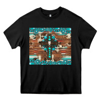 Black gemstone and cross with cowhide Heavy Core Tee - Artiststas
