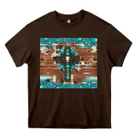 Chocolate Brown gemstone and cross with cowhide Heavy Core Tee - Artiststas