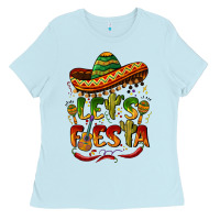 Baby Blue let's fiesta mexican hat Ladies Tee - BarkalooDesign