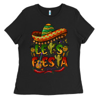 Black let's fiesta mexican hat Ladies Tee - BarkalooDesign