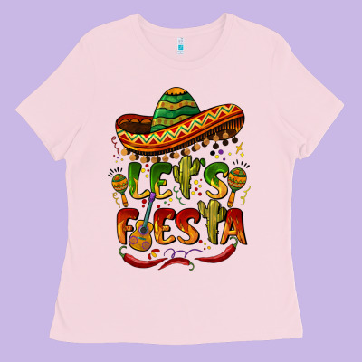 Let's Fiesta Mexican Hat Ladies Tee Designed By Barkaloodesign