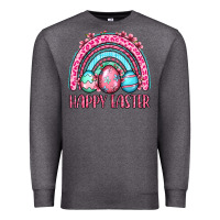 Charcoal Heather Happy Easter eggs rainbow Premium Sweatshirt - OliviaCreatesArt