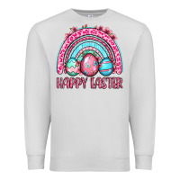 Dove Grey Happy Easter eggs rainbow Premium Sweatshirt - OliviaCreatesArt