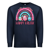 Navy Happy Easter eggs rainbow Premium Sweatshirt - OliviaCreatesArt