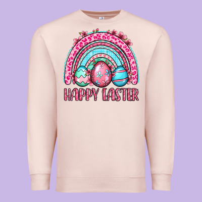 Happy Easter Eggs Rainbow Premium Sweatshirt Designed By Oliviacreatesart