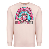 Pale Pink Happy Easter eggs rainbow Premium Sweatshirt - OliviaCreatesArt