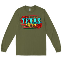 Army Green Texas Chica with roses Long Sleeve Tee - Jasminsmagicworld