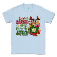 Dusty Blue deer santa please bring me tea Classic Tee - MaliasSmallBusiness