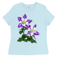 Baby Blue rocky mountain columbine Ladies Tee - LillyAllenDesigns