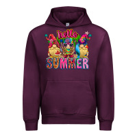 Mauve Wine Hello summer Gnome Urban Hoodie - CowhideDigitalArt