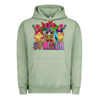 Pigment Oil Green Hello summer Gnome Urban Hoodie - CowhideDigitalArt