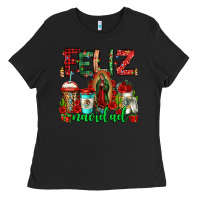 Black feliz navidad lady of Guadalupe christmas coffee Ladies Tee - Jasminsmagicworld