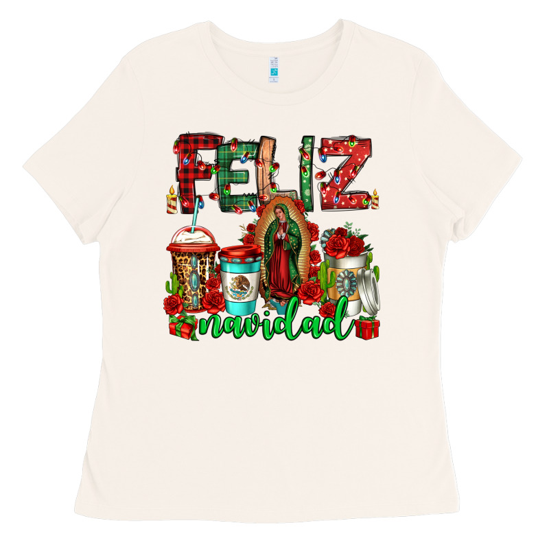 Feliz Navidad Lady Of Guadalupe Christmas Coffee Ladies Tee by Jasminsmagicworld | Teevron