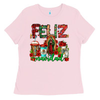 Bubblegum Pink feliz navidad lady of Guadalupe christmas coffee Ladies Tee - Jasminsmagicworld