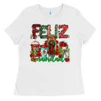 White feliz navidad lady of Guadalupe christmas coffee Ladies Tee - Jasminsmagicworld