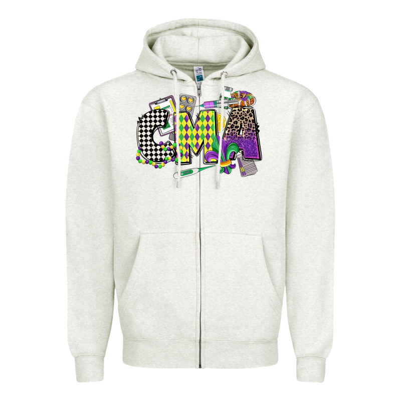 Cma Mardi Gras Certified Medical Assistant Zipper Hoodie by CowGirlArtShop | Teevron