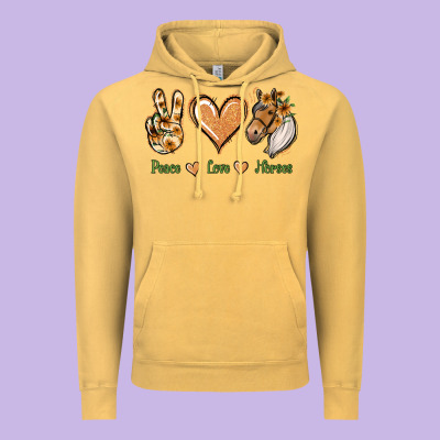 Peace Love Horses Vintage Hoodie Designed By Jasminsmagicworld