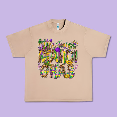 Little Miss Mardi Gras Urban Heavy Tee Designed By Bundleandbundleshop