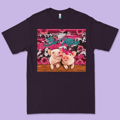 Be Mine Valentine's Day Pigs Premium Tee Designed By Jasminsmagicworld