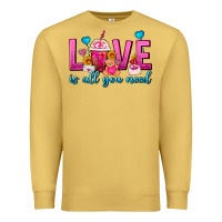 Antique Gold Love Is All You Need Valentines Day Frappe Coffee Premium Sweatshirt - FaDigitalArtStudio