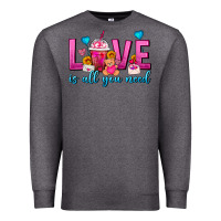 Charcoal Heather Love Is All You Need Valentines Day Frappe Coffee Premium Sweatshirt - FaDigitalArtStudio