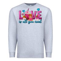 Heather Grey Love Is All You Need Valentines Day Frappe Coffee Premium Sweatshirt - FaDigitalArtStudio