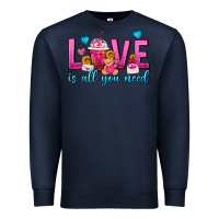 Navy Love Is All You Need Valentines Day Frappe Coffee Premium Sweatshirt - FaDigitalArtStudio