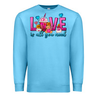 Ocean Blue Love Is All You Need Valentines Day Frappe Coffee Premium Sweatshirt - FaDigitalArtStudio