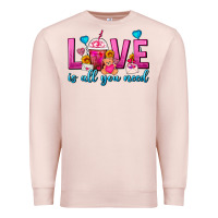 Pale Pink Love Is All You Need Valentines Day Frappe Coffee Premium Sweatshirt - FaDigitalArtStudio