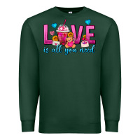 Sports Green Love Is All You Need Valentines Day Frappe Coffee Premium Sweatshirt - FaDigitalArtStudio