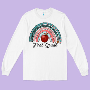 First Grade Rainbow Long Sleeve Tee Designed By Ranaportraitstore