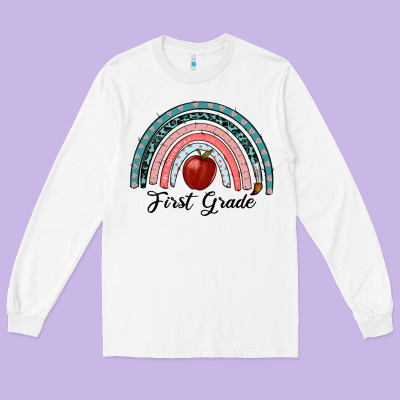 First Grade Rainbow Long Sleeve Tee Designed By Ranaportraitstore