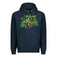 Navy Happy St. Patrick's Day T-Rex Premium Hoodie - HowdyJamesFarm