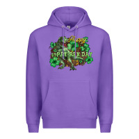 Purple Happy St. Patrick's Day T-Rex Premium Hoodie - HowdyJamesFarm
