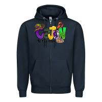 Navy cajun to the core mardi gras Zipper Hoodie - CowGirlArtShop