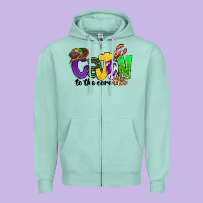 Cajun To The Core Mardi Gras Zipper Hoodie Designed By Cowgirlartshop