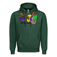 Sports Green cajun to the core mardi gras Zipper Hoodie - CowGirlArtShop