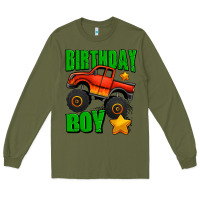 Army Green birthday boy monster truck Long Sleeve Tee - Jasminsmagicworld