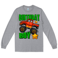 Heather Grey birthday boy monster truck Long Sleeve Tee - Jasminsmagicworld