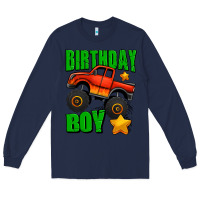 Navy birthday boy monster truck Long Sleeve Tee - Jasminsmagicworld
